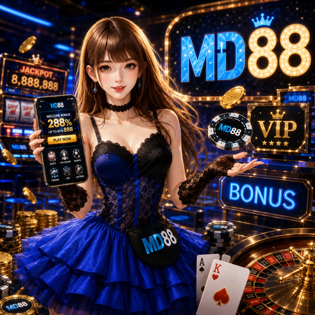 MD88 bonus promotions hero banner with gold reward visuals