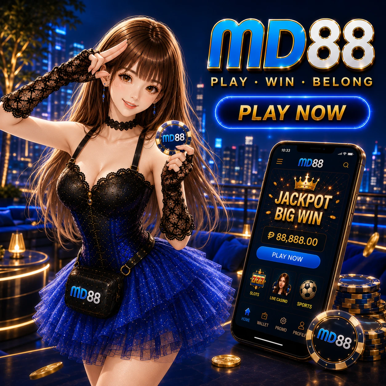 MD88 app download hero banner for Android and iOS devices