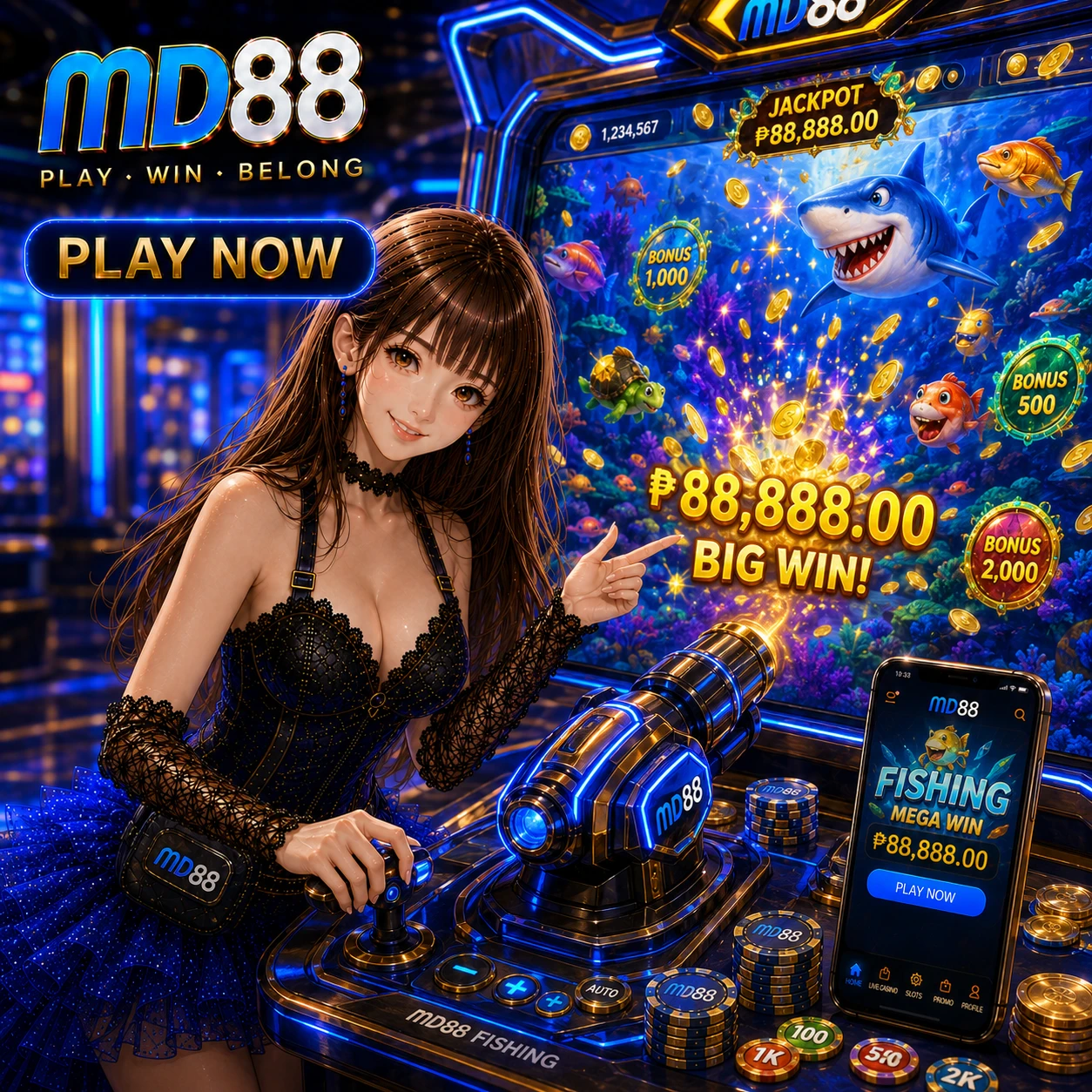 Live casino illustration with dealers, table games, and real-time gameplay